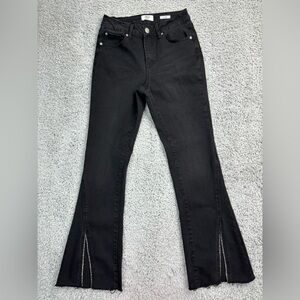 BBJ Jeans Womens 5 Cubic Zirconia Diamond Detail Flare Bold Classic Black Denim